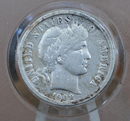 1908 Barber Silver Dime - Choose by Mint & Grade / Condition - 1908 S Barber Dime - 1908 US One Dime