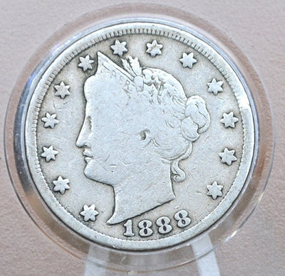 1888 Liberty Head Nickel - Choose by Grade - Key Date - 1888 V Nickel - Philadelphia Mint - 1888 Nickel - Rarer V Nickel Date