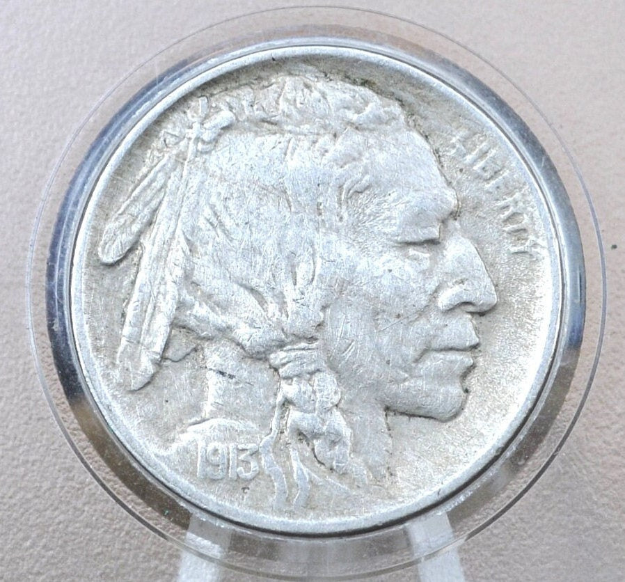 1913 Buffalo Nickel Type 1 - Choose by Grade / Condition Clear Date -Vintage US Coin First Year Made - 1913 Nickel Type One Type 1 1913