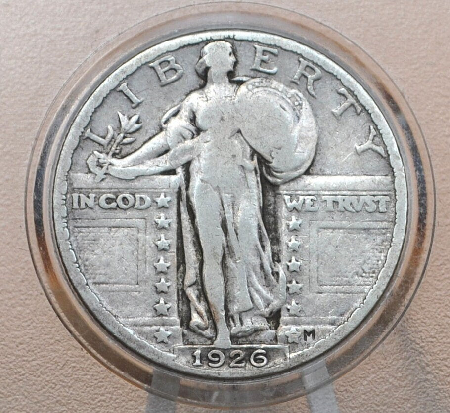 1926 Standing Liberty Silver Quarter - Very Good Grade / Condition - Quarter Collection - Liberty Standing 1926 P