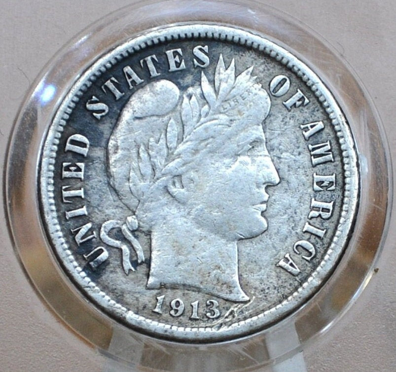 1913 Barber Silver Dime - Choose by Grade / Condition - Philadelphia Mint - 1913 Liberty Head Dime - Silver 1913 P Barber Dime