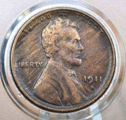 1911-S Wheat Penny - Choose by Grade - G - F (Good to Fine) - 1911 S Wheat Ear Cent - Denver Mint - Better Date & Mint 1911 S Lincoln Cent