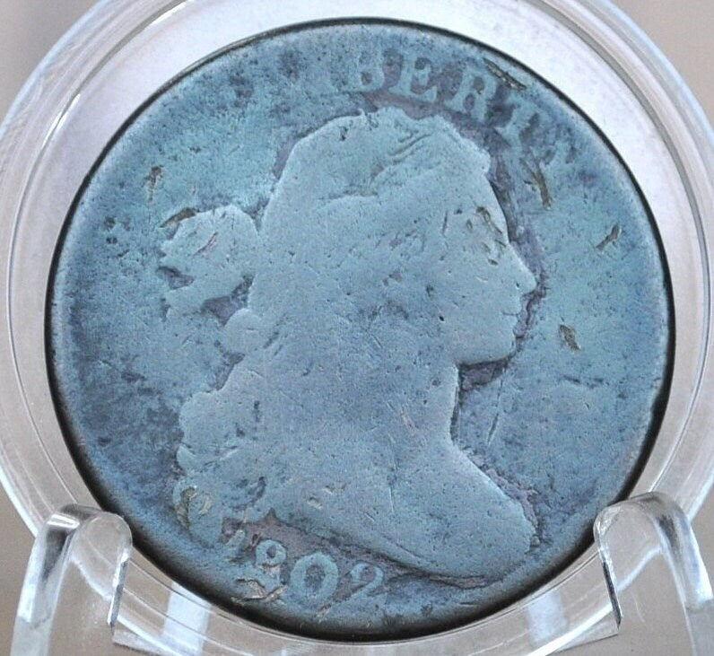 1802 Draped Bust Large Cent, With Stems - AG/G Details, Clear Date and better Obverse Detail - US Large Cent 1802 One Cent US Affordable
