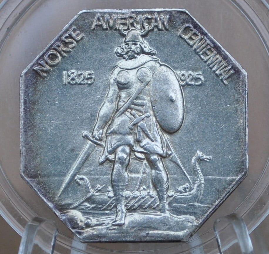 Authentic & Rare 1925 Norse Thick Silver Commemorative Medal - MS63 (Choice Uncirculated) - Norse-American Medal Silver Thick Variety