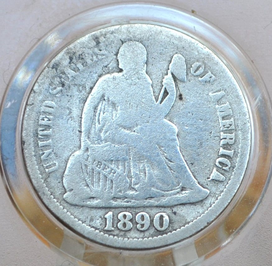 1890 Seated Liberty Dime - G (Good) - Philadelphia Mint - 1890 Silver Dime / 1890-P US Dime