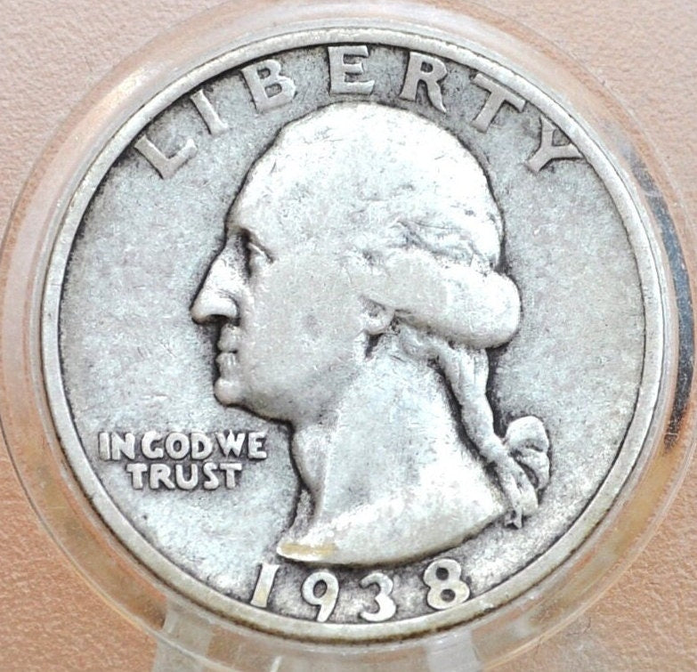 1938-S Washington Silver Quarter - 1938 San Francisco Mint Quarter - 1938S Quarter 1938 S Washington; Better Date and Mint