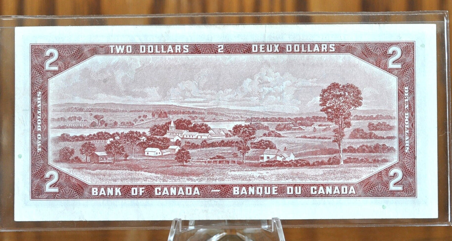 1954 Canadian 2 Dollar Banknote - AU (About Uncirculated) - 1954 Canadian Two Dollar Banknote 1954 - Crisp Notes Canada 2 Dollar Bill 1954