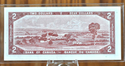 1954 Canadian 2 Dollar Banknote - AU (About Uncirculated) - 1954 Canadian Two Dollar Banknote 1954 - Crisp Notes Canada 2 Dollar Bill 1954