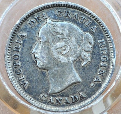 1885 Canadian Silver 5 Cent Coin - VF+ (Very Fine) - Queen Victoria - Canada 5 Cent Sterling Silver 1885 Canada Small 5
