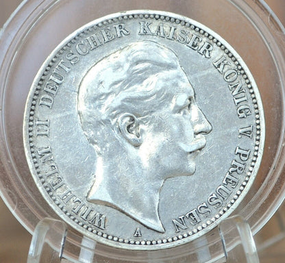 1909 Prussian Silver 3 Marks - AU (About Uncirculated) - German States Three Mark 1909 A Wilhelm II. - Prussia 1909 Drei Marks Silver