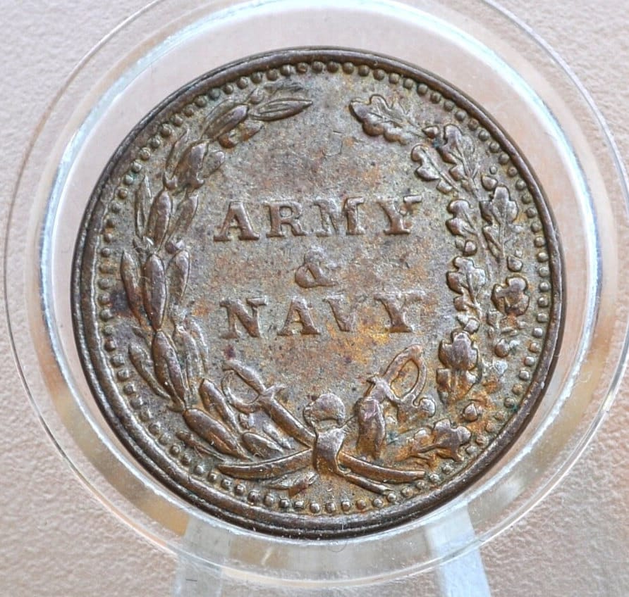 1863 Civil War Token - Army and Navy - Great Condition - Higher Grade - Civil War Tokens - The Federal Union It Must and Shall Be Preserved