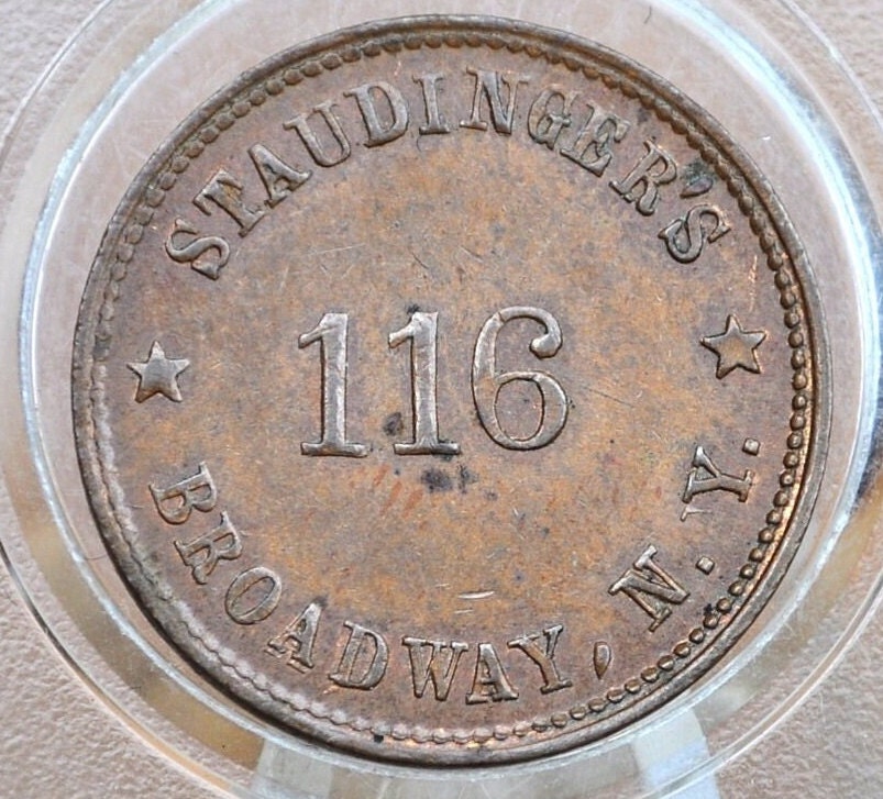 1863 Civil War Tokens - Store Cards / Merchant Tokens - 1860s Civil War Store Cards