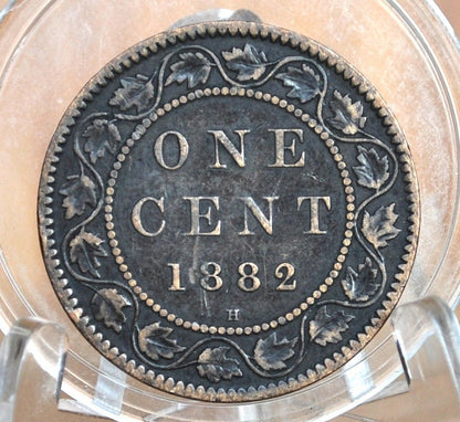 1882 Canadian Cent - XF-AU (Extremely Fine) Grade / Condition - Queen Victoria - 1882 Large Cent - 1882 H Penny Canada, Incredible Detail