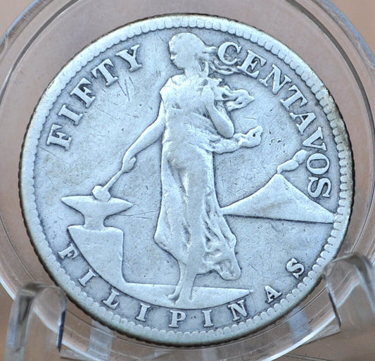 1908-S Philippines Silver 50 Centavos - Great Condition - 1908 Silver Fifty Centavos Philippines, 90% Silver