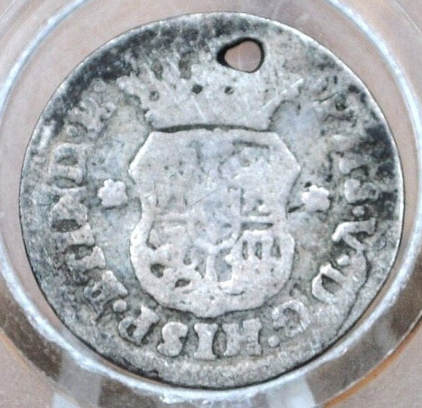 1746 Spanish 1/2 Real - Mexico as a Spanish Colony - Early Colonial Era Coin - Pirate Coin - 1746 Half Real Pillar Type