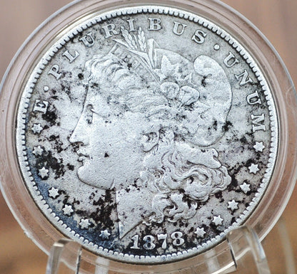 1878 Morgan Silver Dollar - Great Detail, Holed - Jewelry Piece / Filler Coin - First Year Made - 1878 Seven Feather 7 Feather 1878 Morgan