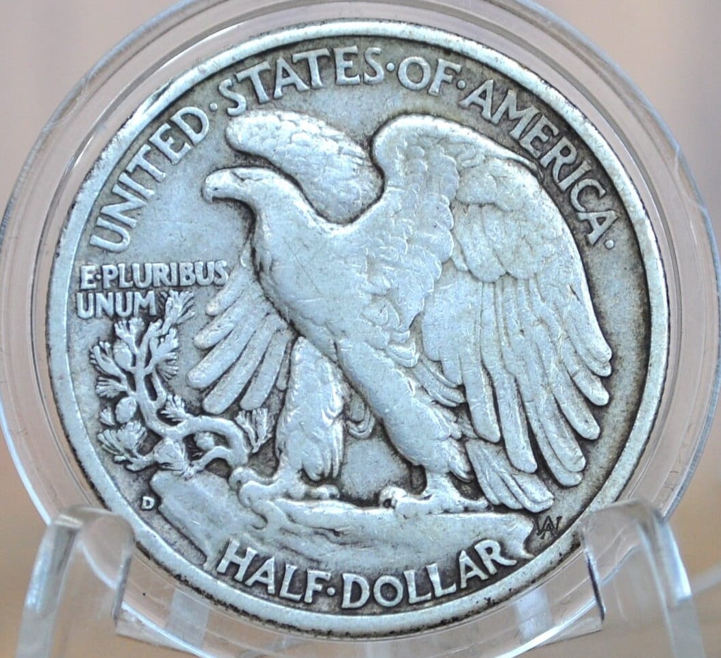 1938-D Walking Liberty Silver Half Dollar - Choice VF - Key Date - Denver Mint 1938D Half Dollar / WLH 1938 D WLH - Key Date, Nice Coin