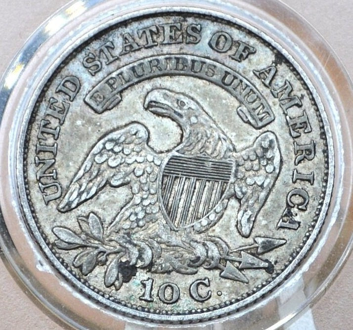 1829 Capped Bust Dime - AU50 (About Uncirculated), Lustrous, Toned - 1829 US Dime - Early American Coin - 1829 Dime, High Grade
