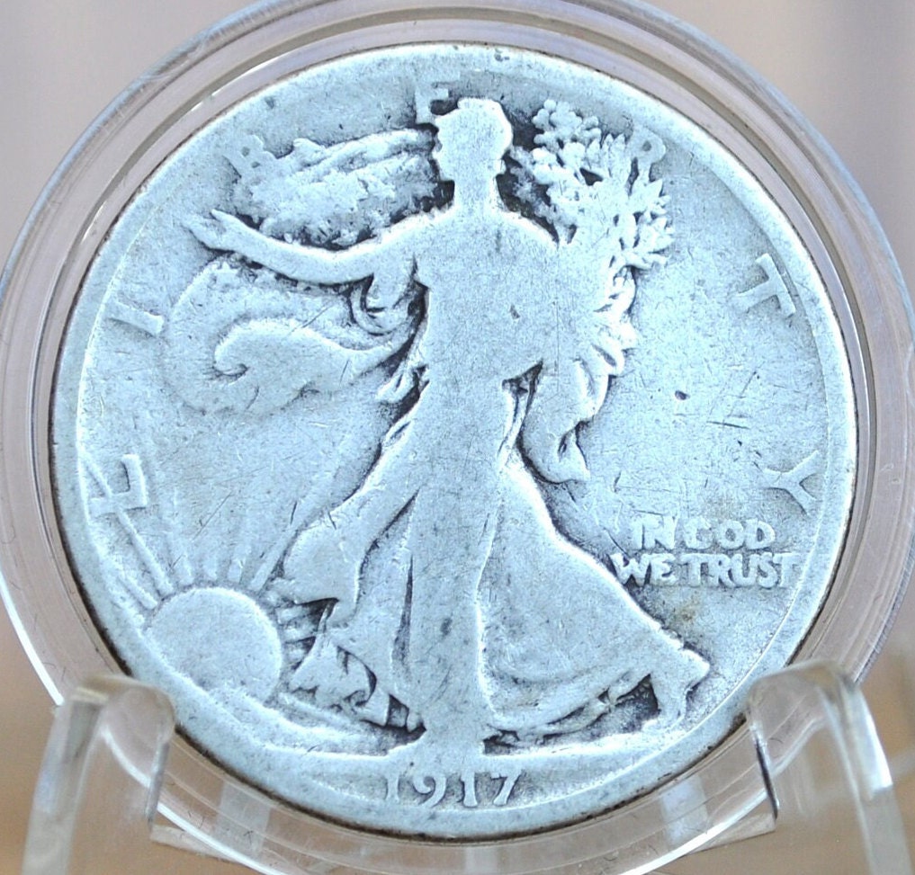 1917-D Walking Liberty Half Dollar - 1917 Obverse D & 1917 Reverse D - Choose by Grade and Type - Denver Mint - Obverse D 1917 WLH