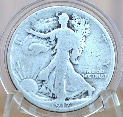 1917-D Walking Liberty Half Dollar - 1917 Obverse D & 1917 Reverse D - Choose by Grade and Type - Denver Mint - Obverse D 1917 WLH