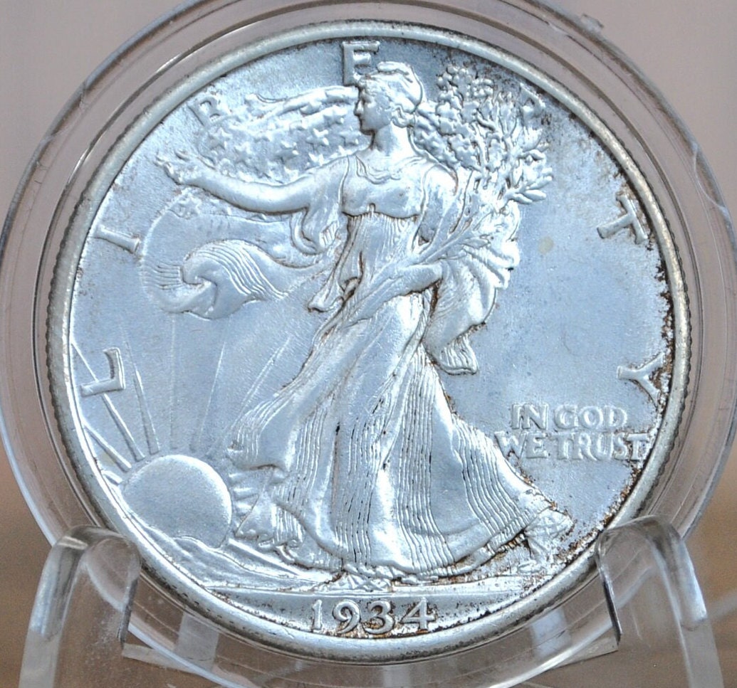 1934 Walking Liberty Silver Half Dollar - Fine to AU58, Choose by Grade - Philadelphia Mint - 1934-P Half Dollar / 1934P Liberty Half Dollar