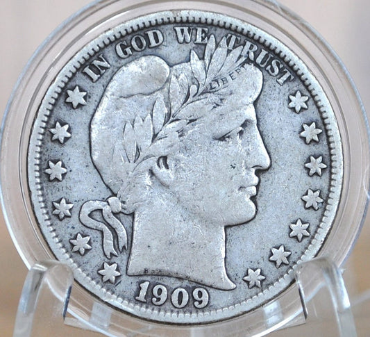 1909-S Barber Silver Half Dollar - VF (Very Fine) Condition - San Francisco Mint - 1909S Half Dollar 1909 S Barber 50 Cent Coin 1909 US