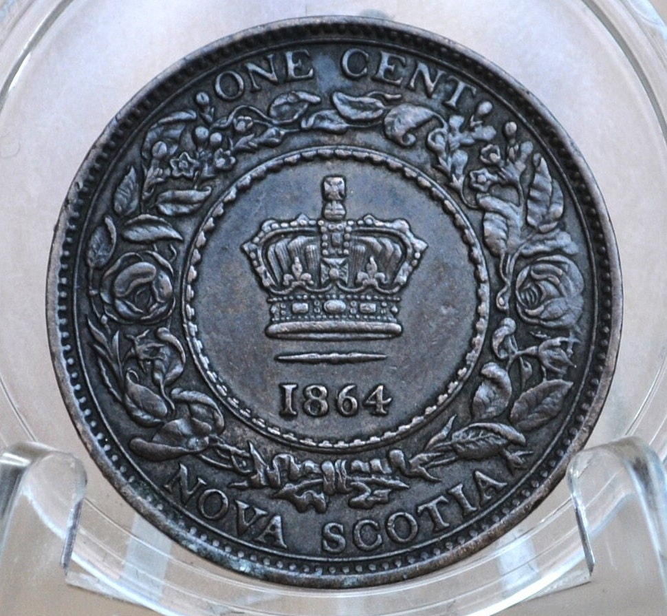 1861 Nova Scotia One Cent - VF Grade / Condition (Very Fine) - Small Rosebud - Nova Scotia 1 Penny 1861 Cent - Only 4 Years of Issue