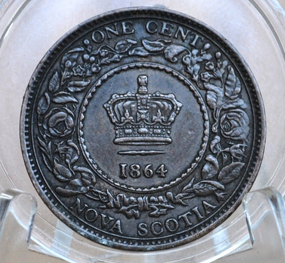 1861 Nova Scotia One Cent - VF Grade / Condition (Very Fine) - Small Rosebud - Nova Scotia 1 Penny 1861 Cent - Only 4 Years of Issue