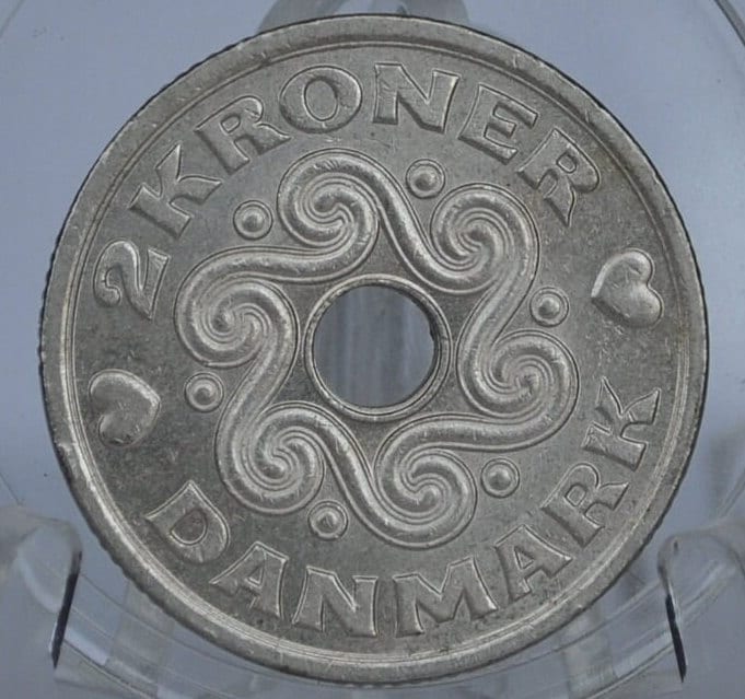 Denmark Heart Kroner Coin - Great Condition - Danmark Kroner - Two Hearts Coin - Ideal for Jewelry - Heart Coins