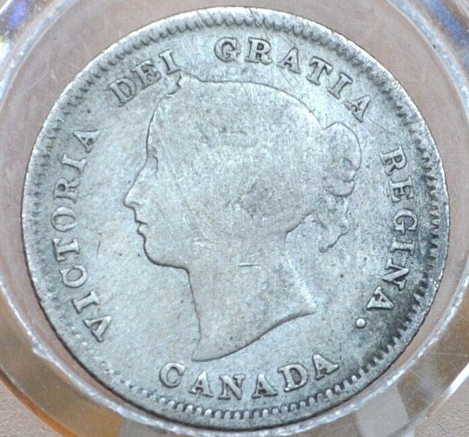 1887 Canadian Silver 5 Cent Coin, Key Date - Choose by Grade / Coin - Queen Victoria - Canada 5 Cent Sterling Silver 1887 Canada Small 5
