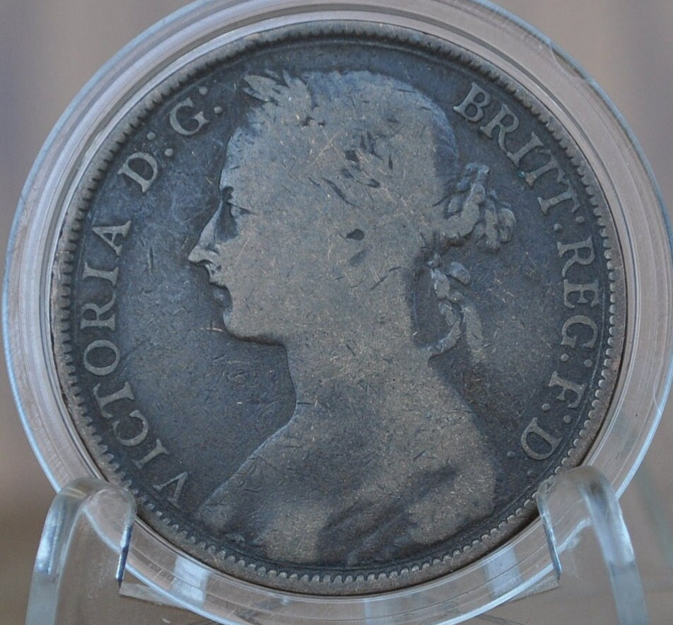 1900 Great Britain One Penny - F (Fine) Condition - UK Large Penny 1900 - Queen Victoria 1 Penny - Bronze - UK penny Old Head 1900