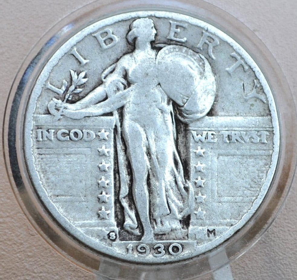 1930 S Standing Liberty Silver Quarter - Fine Grade / Condition - Silver Quarter 1930-S Liberty Standing Quarter