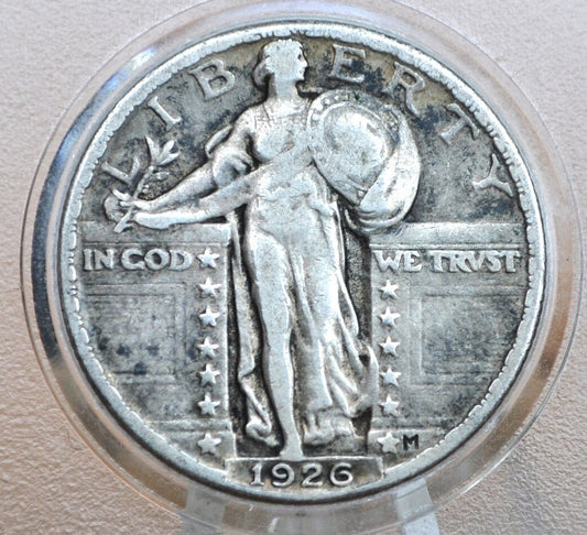 1926 Standing Liberty Silver Quarter - Very Good Grade / Condition - Quarter Collection - Liberty Standing 1926 P