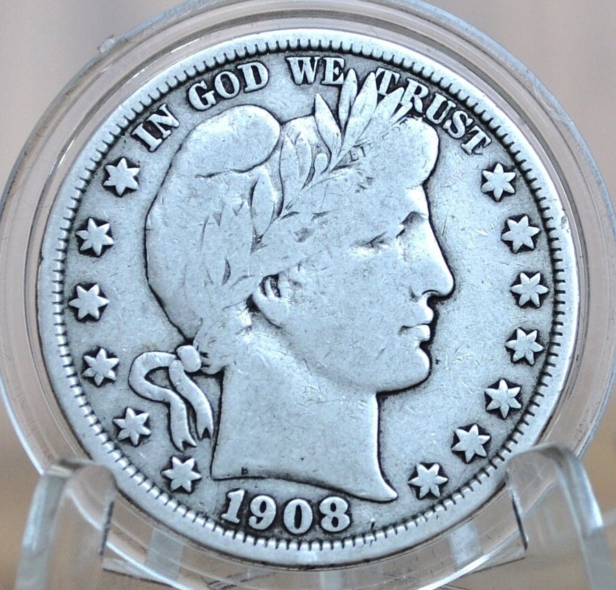 1908 Barber Half Dollars, P,D,O,S Mints - Choose by Mint & Grade / Condition - 1908O Barber Silver Half Dollar 1908D Half Dollar 1908S