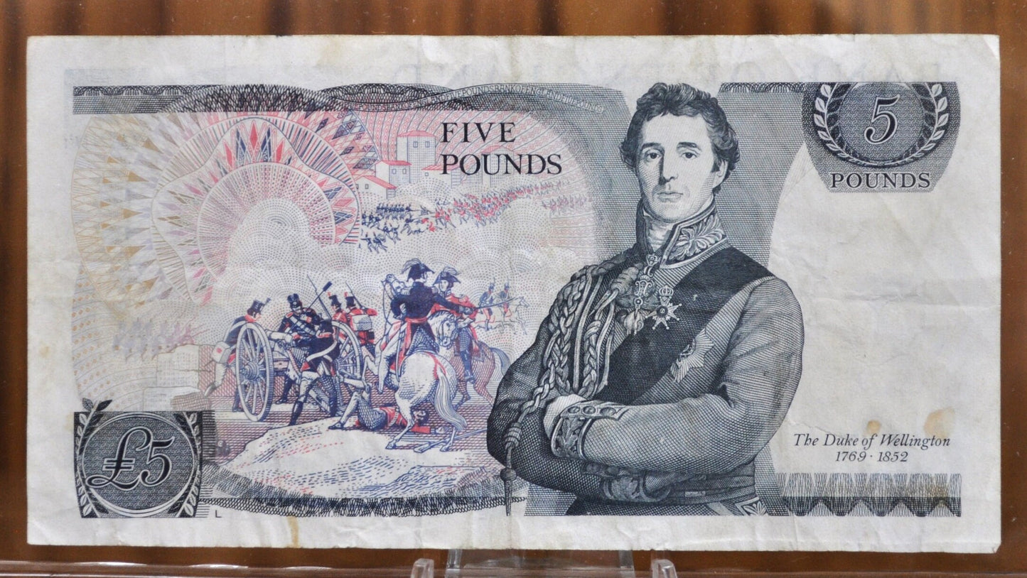 1980s Bank of England 5 Pound Banknote - XF - 1980-1987 5 Pound Somerset Note -Duke of Wellington- Great Britain Obsolete Currency Pick 378c