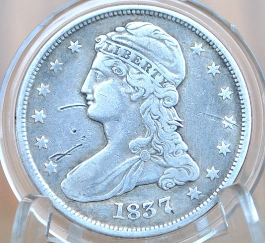 1837 Capped Bust Half Dollar - VF (Very Fine); Great Color, Lower Price Because of Scratches - 1837 Half Dollar US Half Dollar 1837