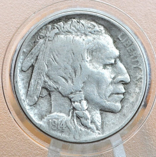 1914-D Buffalo Nickel - VF (Very Fine) Grade / Condition - Denver Mint 1914 Nickel Indian Head Nickel 1914D Key Date Buffalo 1914 D