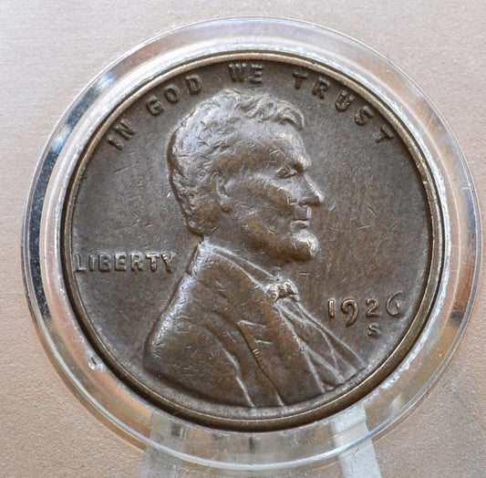 1926-S Wheat Penny - F to VF (Fine to Very Fine) Grade / Condition - Semi-Key Date - San Francisco Mint - 1926 S Wheat Ear Cent