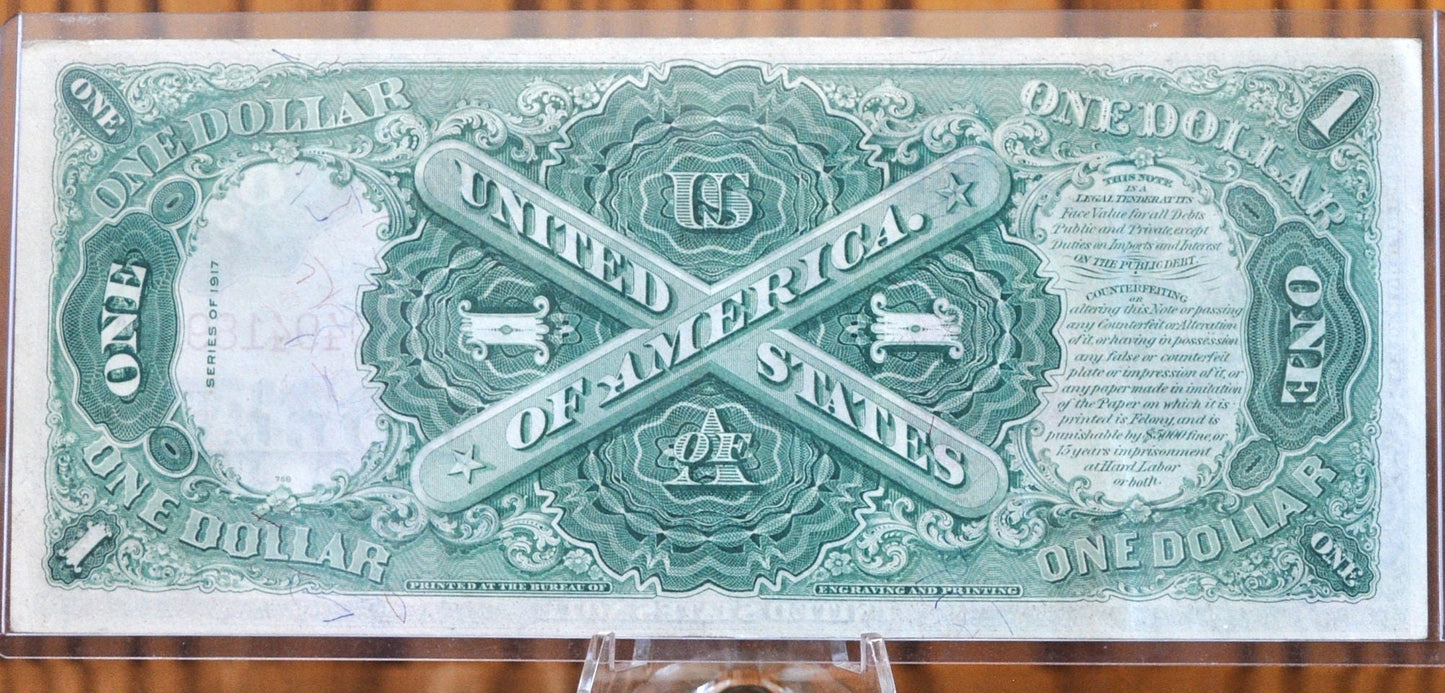 1917 1 Dollar Bill Legal Tender Fr.36 - AU (About Uncirculated) Grade / Condition - 1917 Horse Blanket Note 1 Dollar US Note 1917 Fr#36