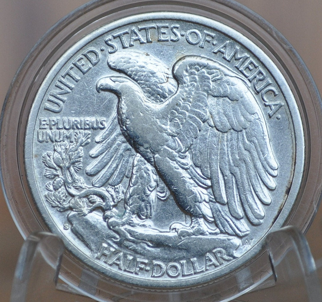 1936-S Walking Liberty Silver Half Dollar - F-Vf (Fine To Very Fine) Grade - San Francisco - 1936S Liberty Walking Half Dollar 1936 S Wlh