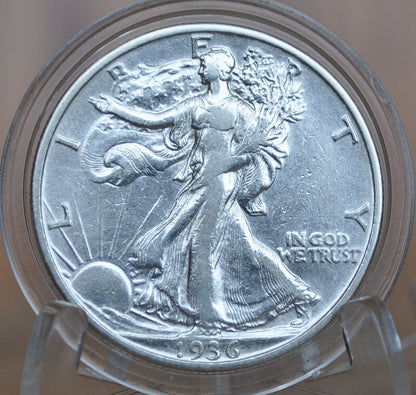 1936-S Walking Liberty Silver Half Dollar - F-Vf (Fine To Very Fine) Grade - San Francisco - 1936S Liberty Walking Half Dollar 1936 S Wlh