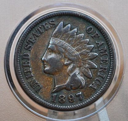 1897 Indian Head Penny - VG to F (Very Good to Fine) Condition - Good Date - Indian Head Cent 1897 - 1897 Penny