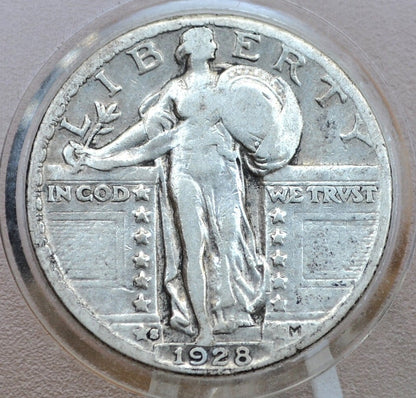 1928 S Standing Liberty Silver Quarter - Very Good Grade / Condition - Quarter Collection - Liberty Standing 1928S