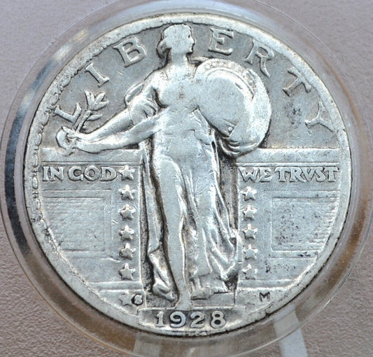 1928 S Standing Liberty Silver Quarter - Very Good Grade / Condition - Quarter Collection - Liberty Standing 1928S