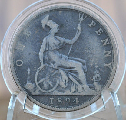 1900 Great Britain One Penny - F (Fine) Condition - UK Large Penny 1900 - Queen Victoria 1 Penny - Bronze - UK penny Old Head 1900