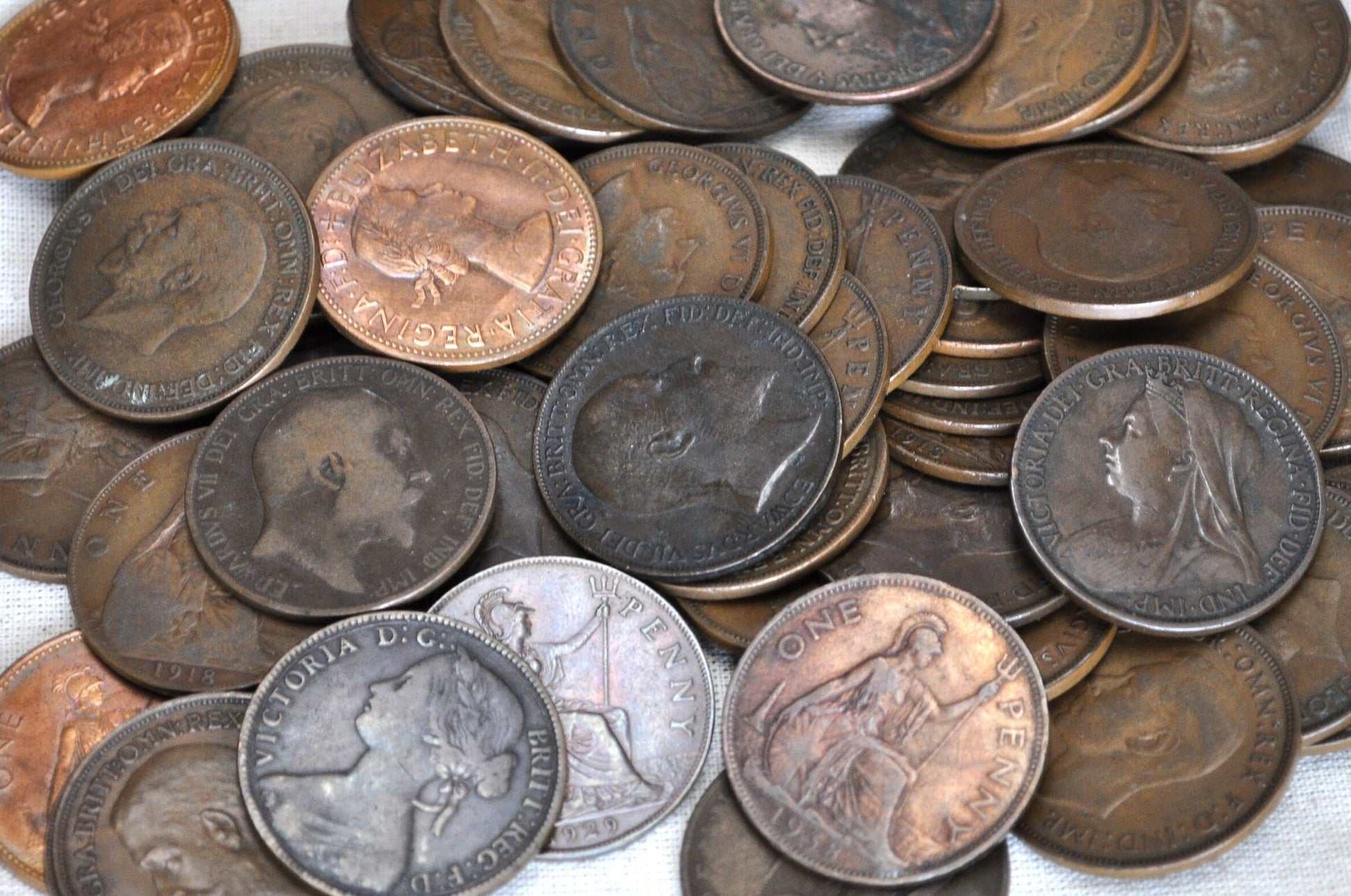 UK Pennies 1900-1936 - Choose By Date and Grade - Great Britain Penny 10s 1920s and 1930s Penny - 10s 1920, 1921, 1929, 1930,& More