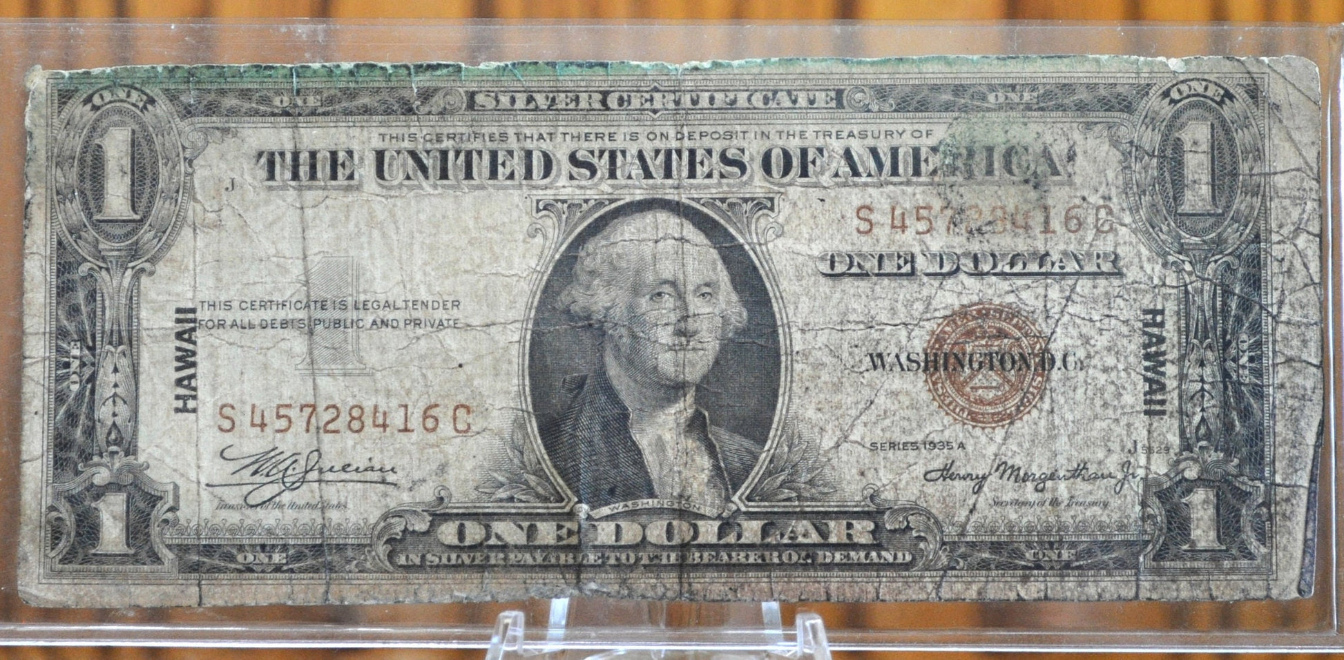 1935-A Hawaii Silver Certificate - XF (Choice XF) Grade / Condition - 1935 A Hawaii Series Silver Cert Brown Seal 1942 Hawaii Overprint Note