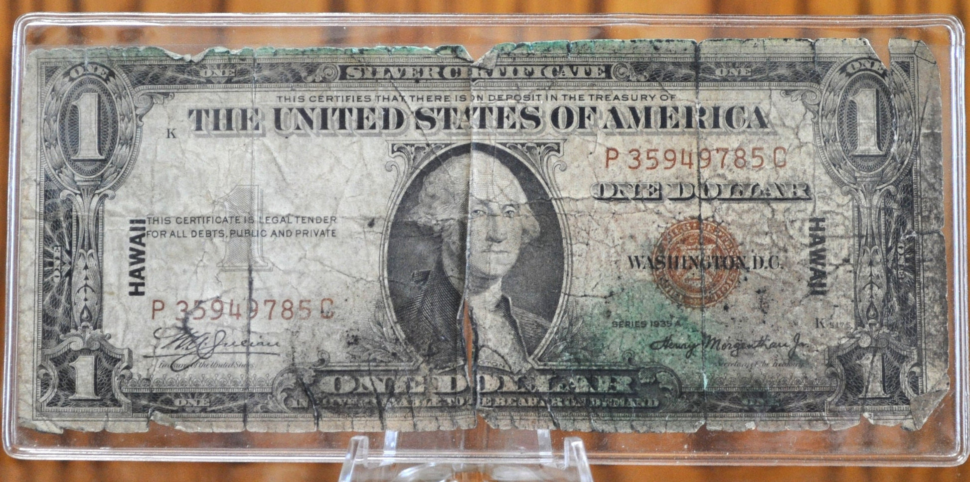 1935-A Hawaii Silver Certificate - XF (Choice XF) Grade / Condition - 1935 A Hawaii Series Silver Cert Brown Seal 1942 Hawaii Overprint Note