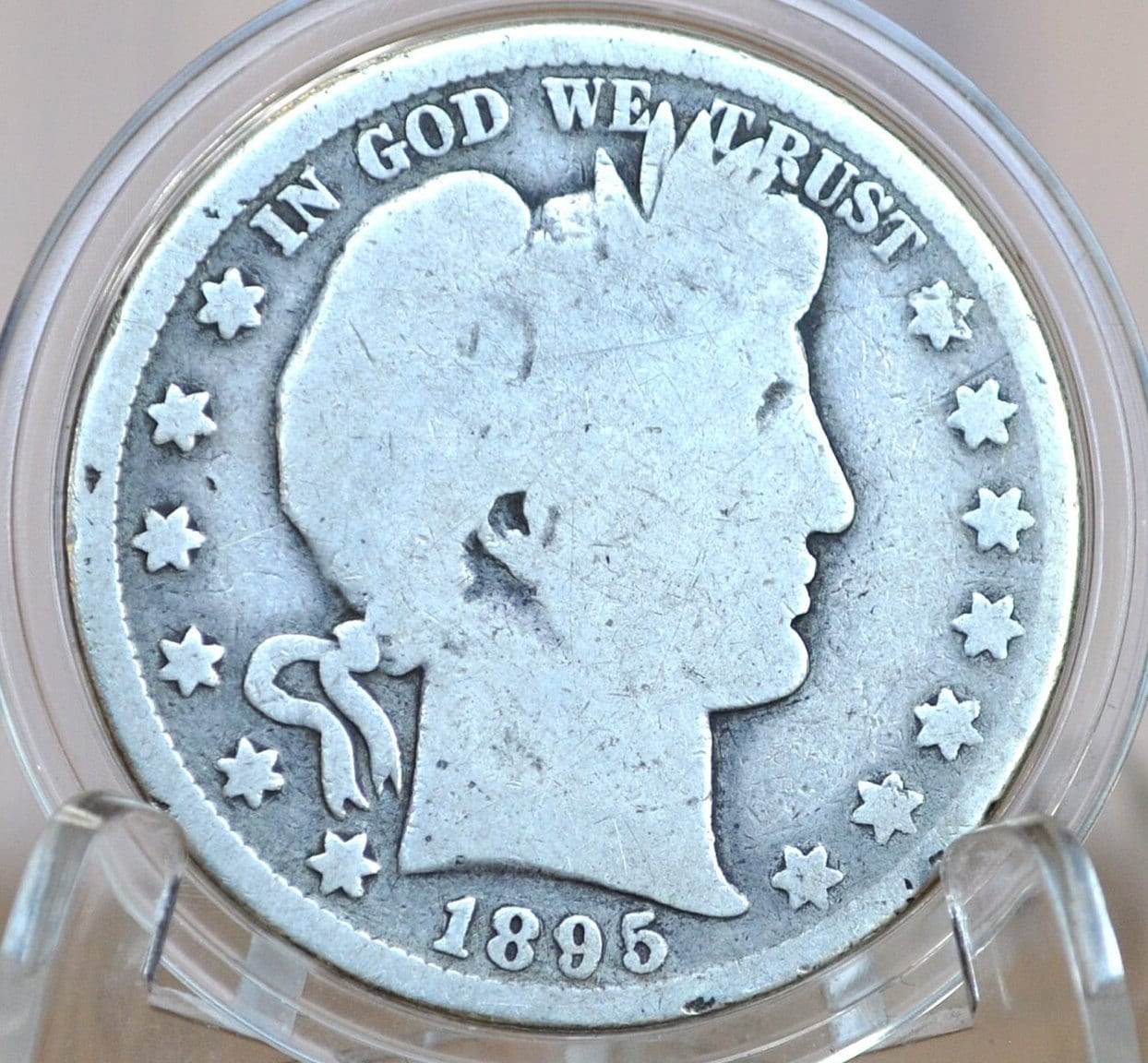 1895 Barber Half Dollar - G (Good) Grade / Condition - 1895P Barber Silver Half Dollar - 1895 P Half Dollar - 1895 Barber Half