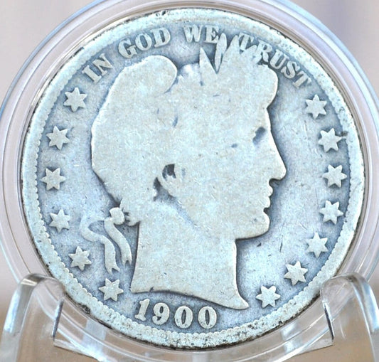 1900-O Barber Half Dollar - G (Good) Grade / Condition - 1900O Barber Silver Half Dollar 1900 New Orleans Mint - Affordable Gift Idea